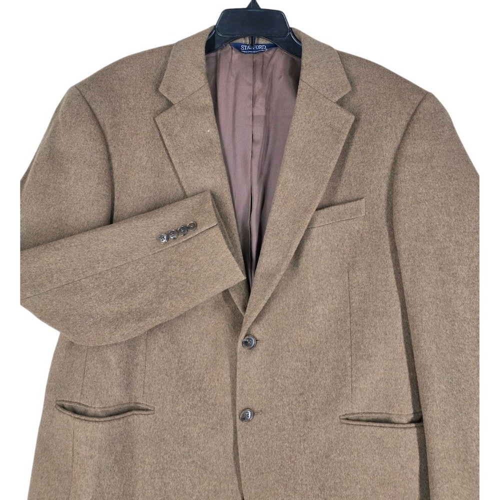 Stafford 100 Cashmere Sports Coat Blazer Jacket Mens 46R Brown 2-Button READ